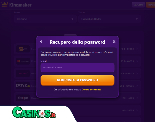 Kingmaker Casino problema di accesso
