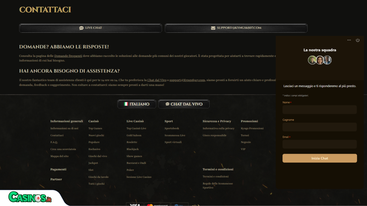 Kyngs Casino Supporto