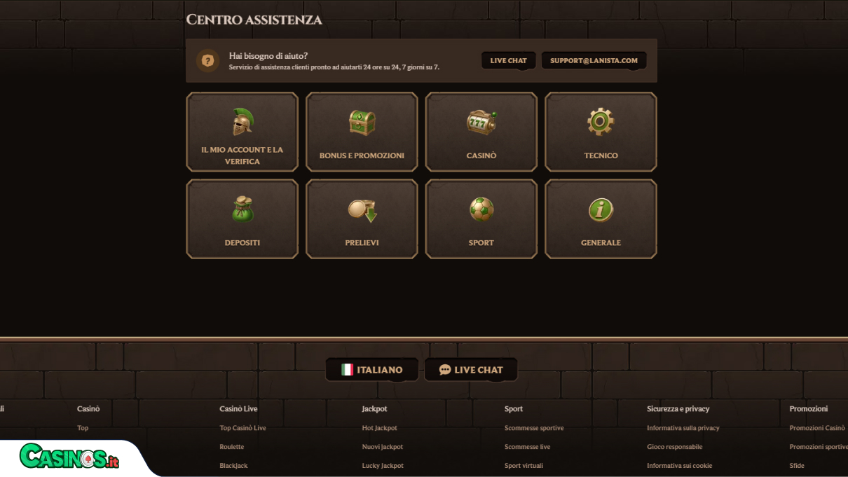 Lanista Casino Supporto