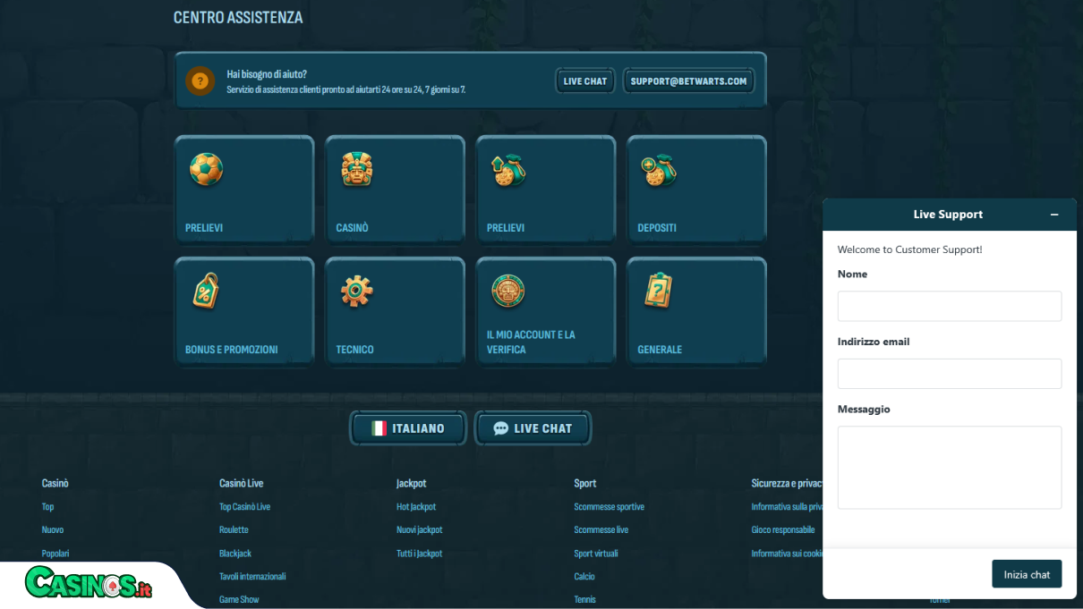 LaraBet Casino Supporto