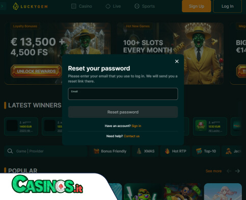 Luckygem Casino problema di accesso