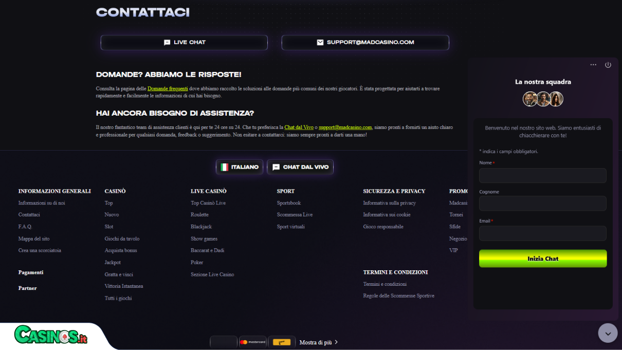 MadCasino Supporto