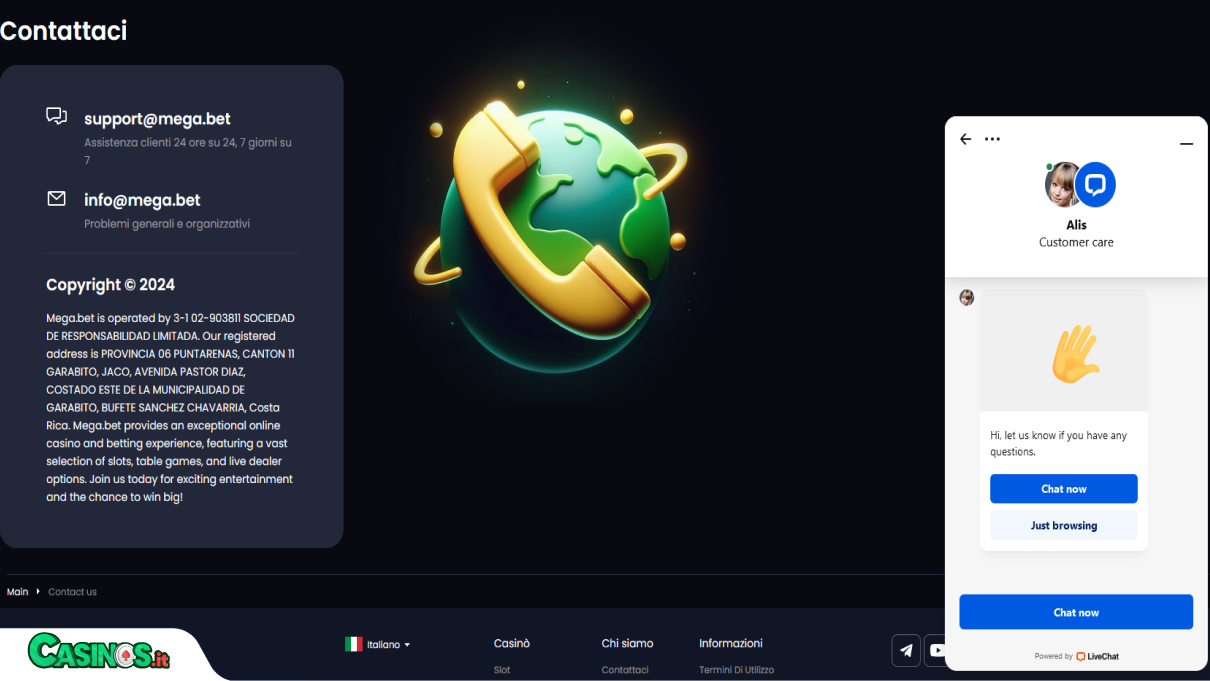 Mega.bet Casino Supporto