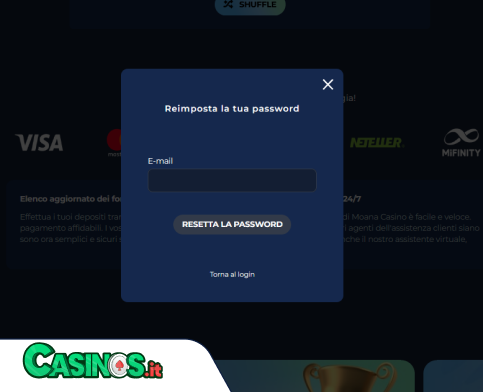 Moana Casino problema di accesso
