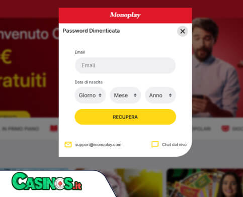 MonoPlay Casino problema di accesso