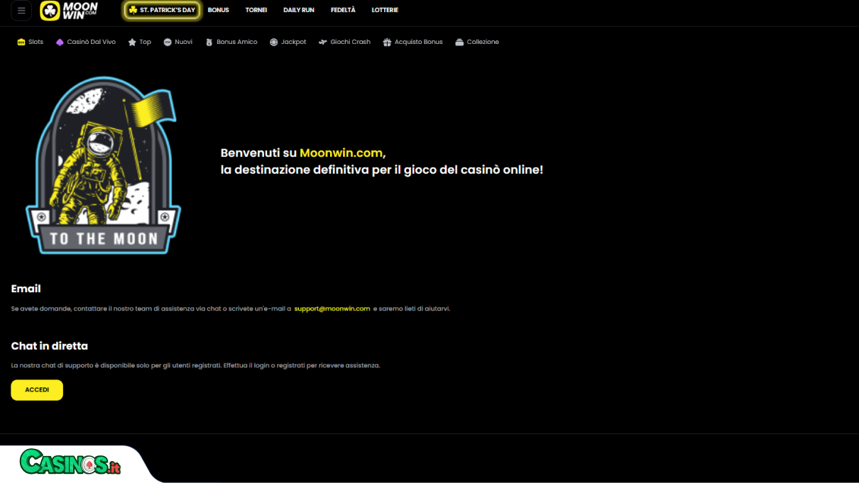 MoonWin Casino Supporto