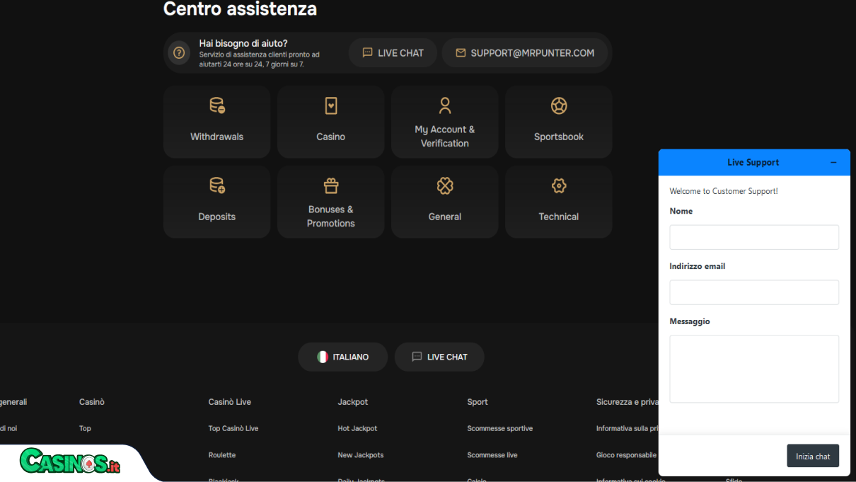MrPunter Casino Supporto