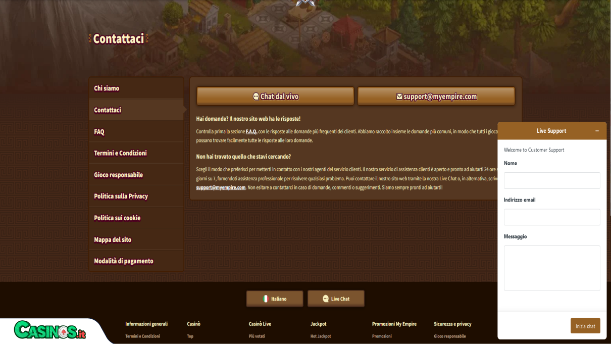 My Empire Casino Supporto