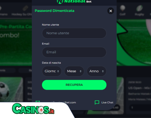 NationalBet Casino problema di accesso