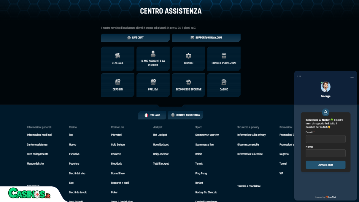 Ninlay Casino Supporto