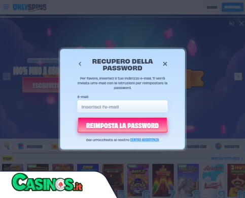 OnlySpins Casino problema di accesso