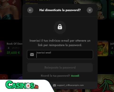 OscarSpin Casino problema di accesso