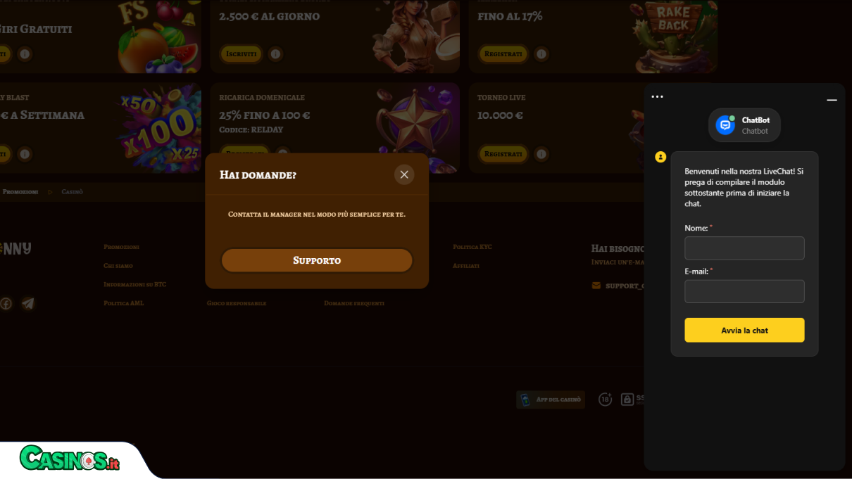 Playjonny Casino Supporto
