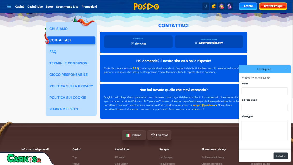 Posido Casino Supporto