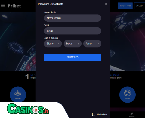 PriBet Casino problema di accesso