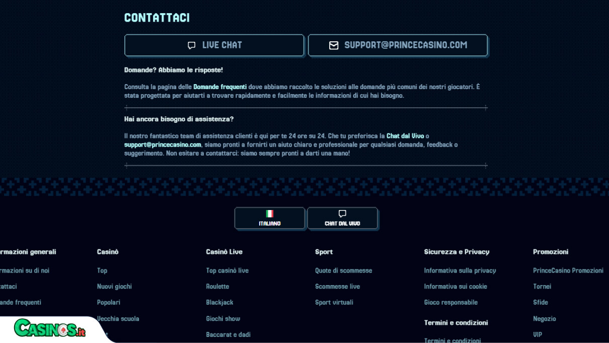PrinceCasino Supporto