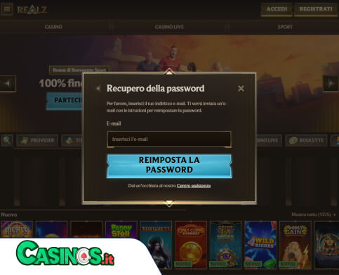 Realz Casino problema di accesso