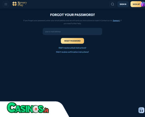 Revery Play Casino problema di accesso