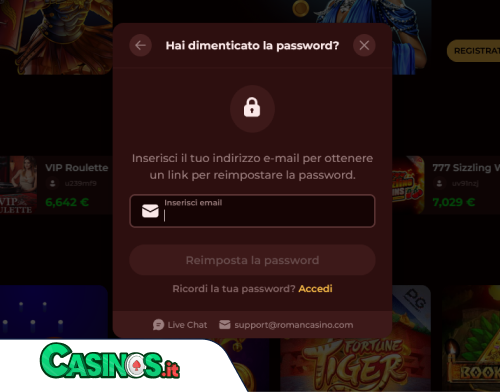 Roman Casino problema di accesso