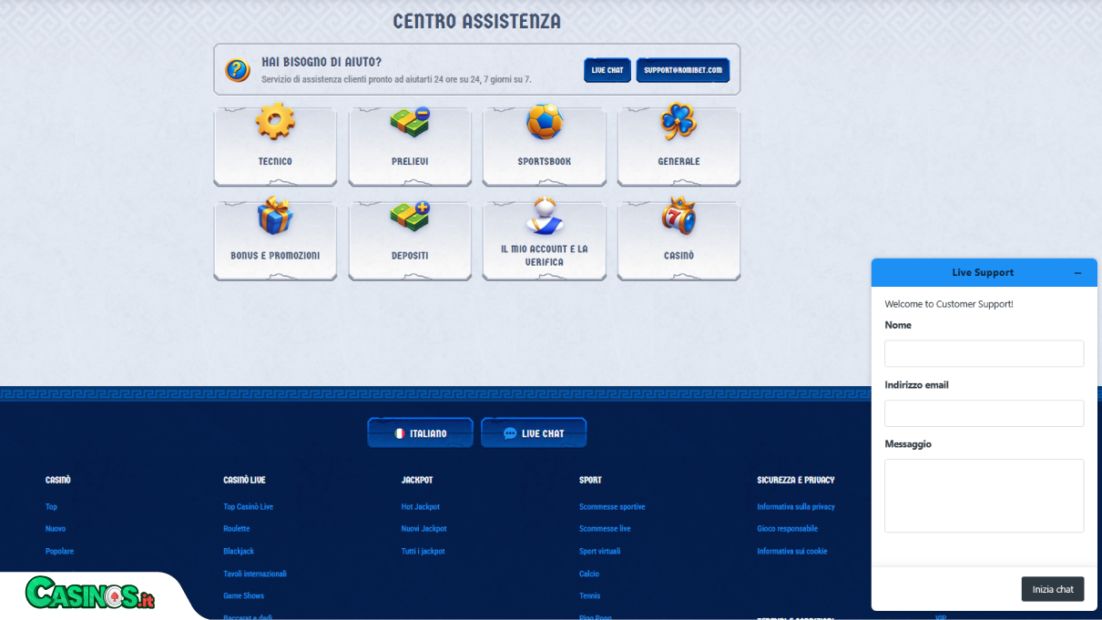 Romibet Casino Supporto