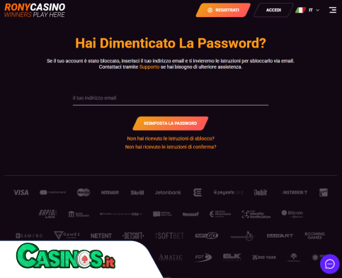RonyCasino Casino problema di accesso