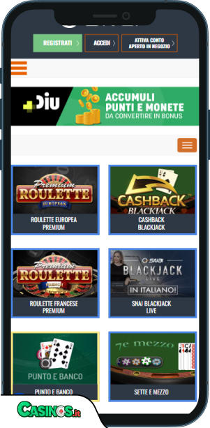 SNAI Casino app mobile