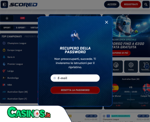 Scored Casino problema di accesso