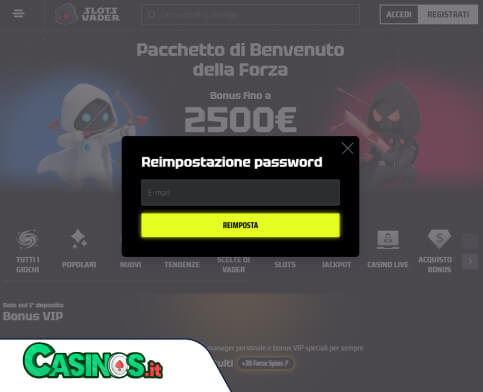 SlotsVader Casino problema di accesso