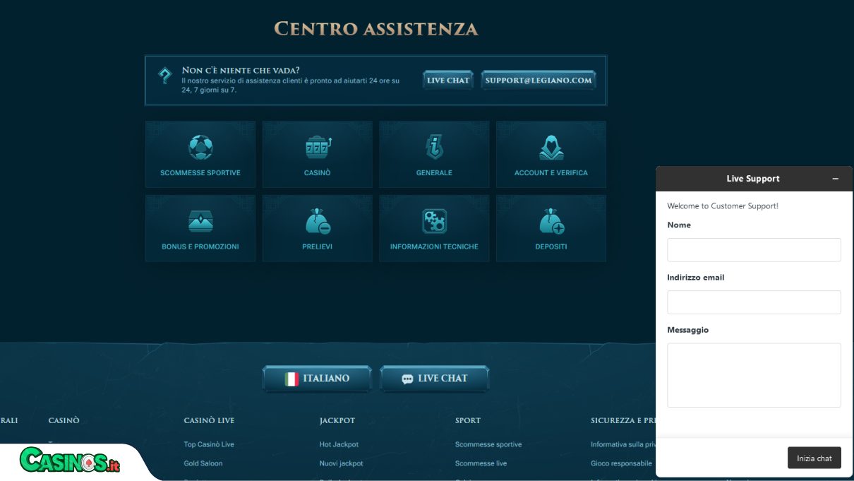 Slotuna Casino Supporto