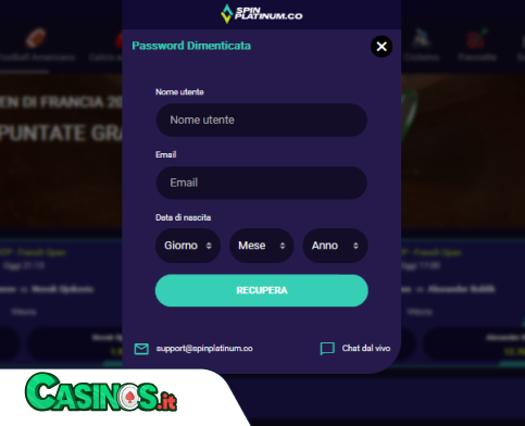 Spin Platinum Casino problema di accesso