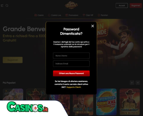 SpinGrande Casino problema di accesso