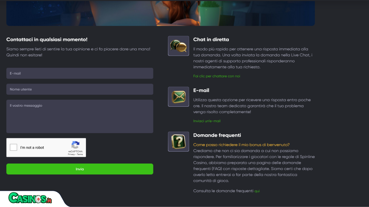 SpinLine Casino Supporto