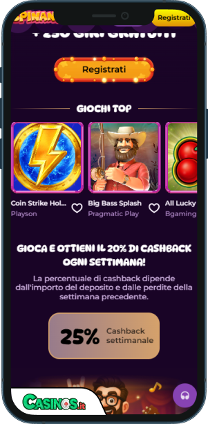 Spinania Casino app mobile