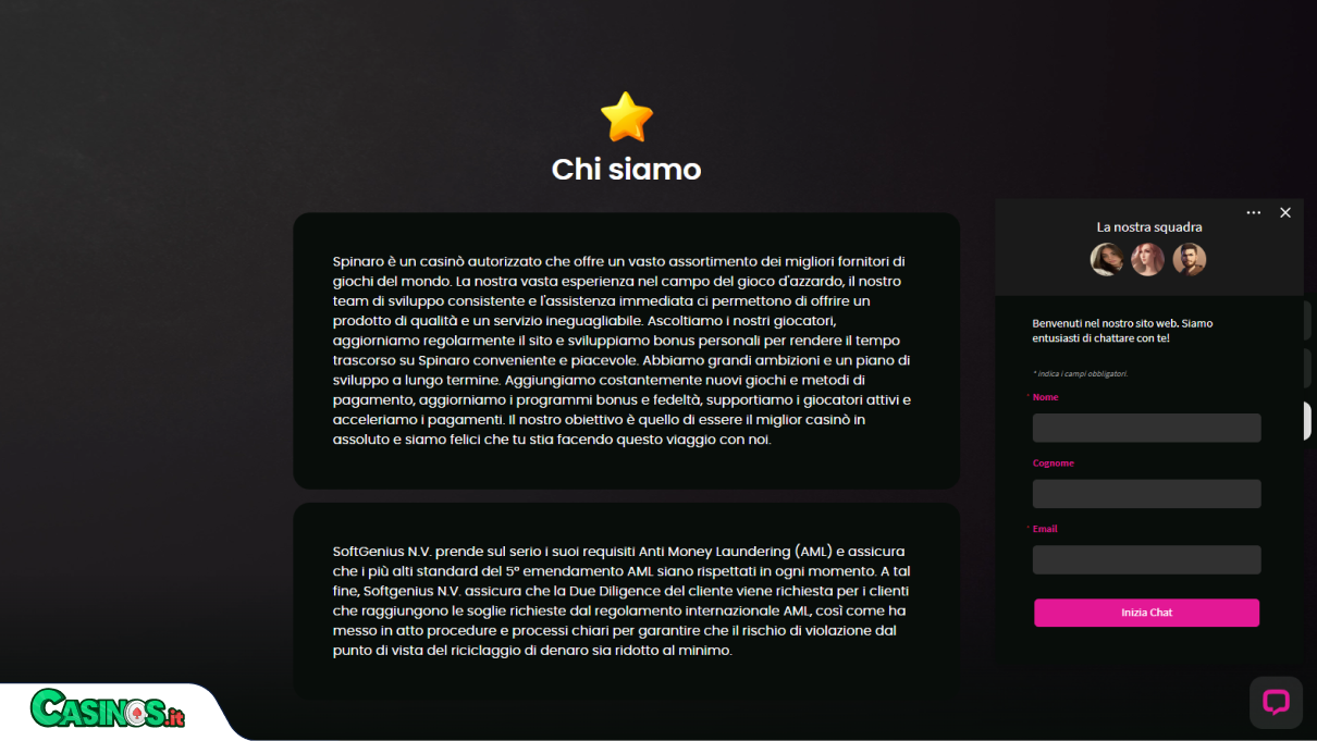 Spinaro Casino Supporto