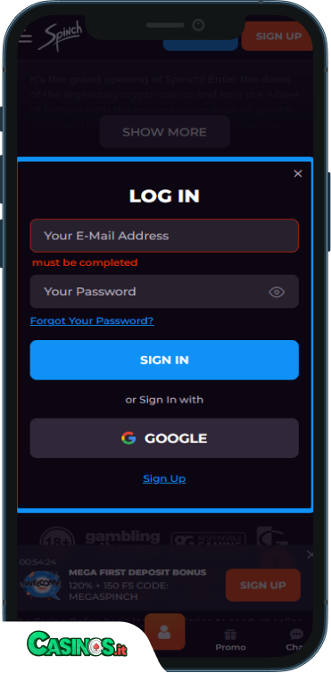 Spinch Casino Accesso