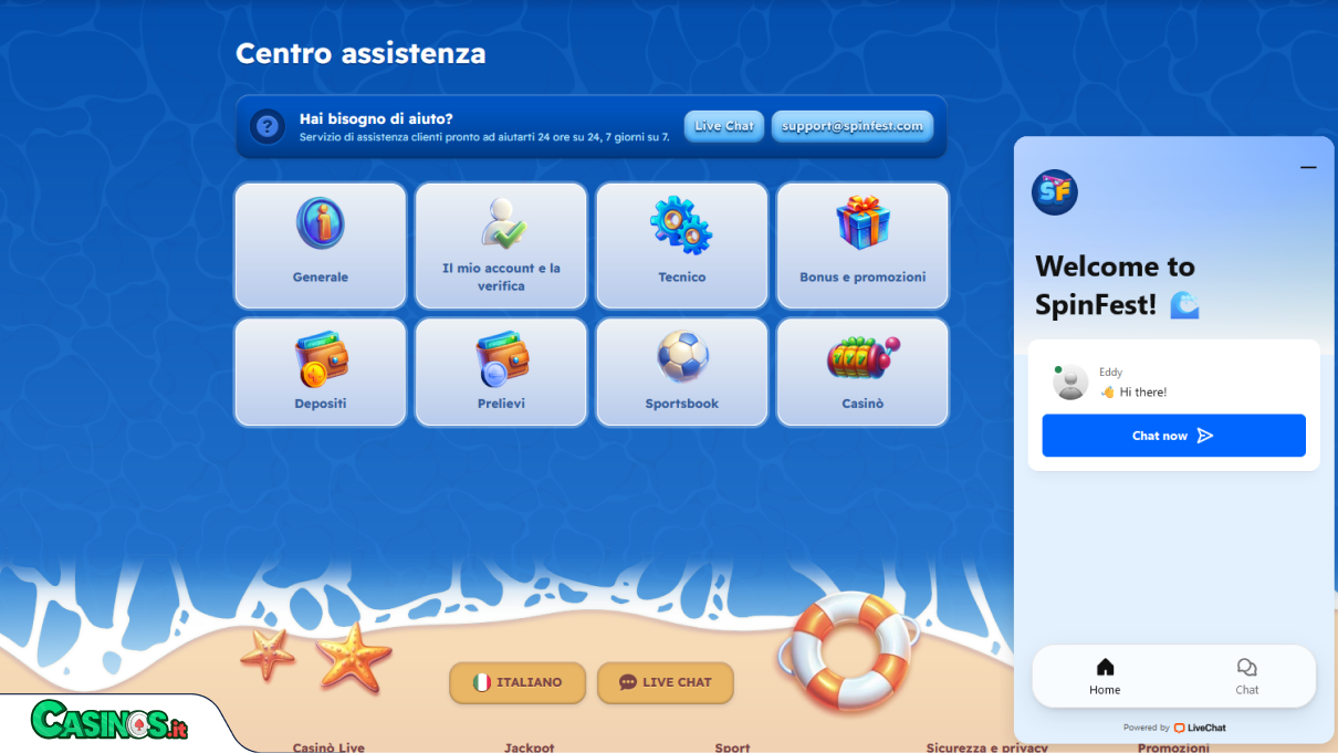 Spinfest Casino Supporto