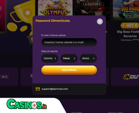 SpiniMax Casino problema di accesso
