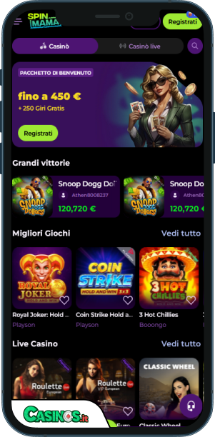 Spinmama Casino app mobile