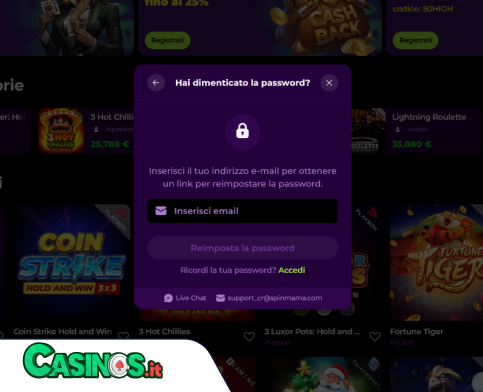 Spinmama Casino problema di accesso
