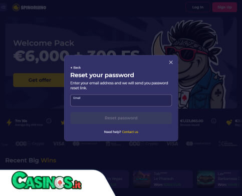 Spinorhino Casino problema di accesso