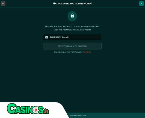 TonySpins Casino problema di accesso
