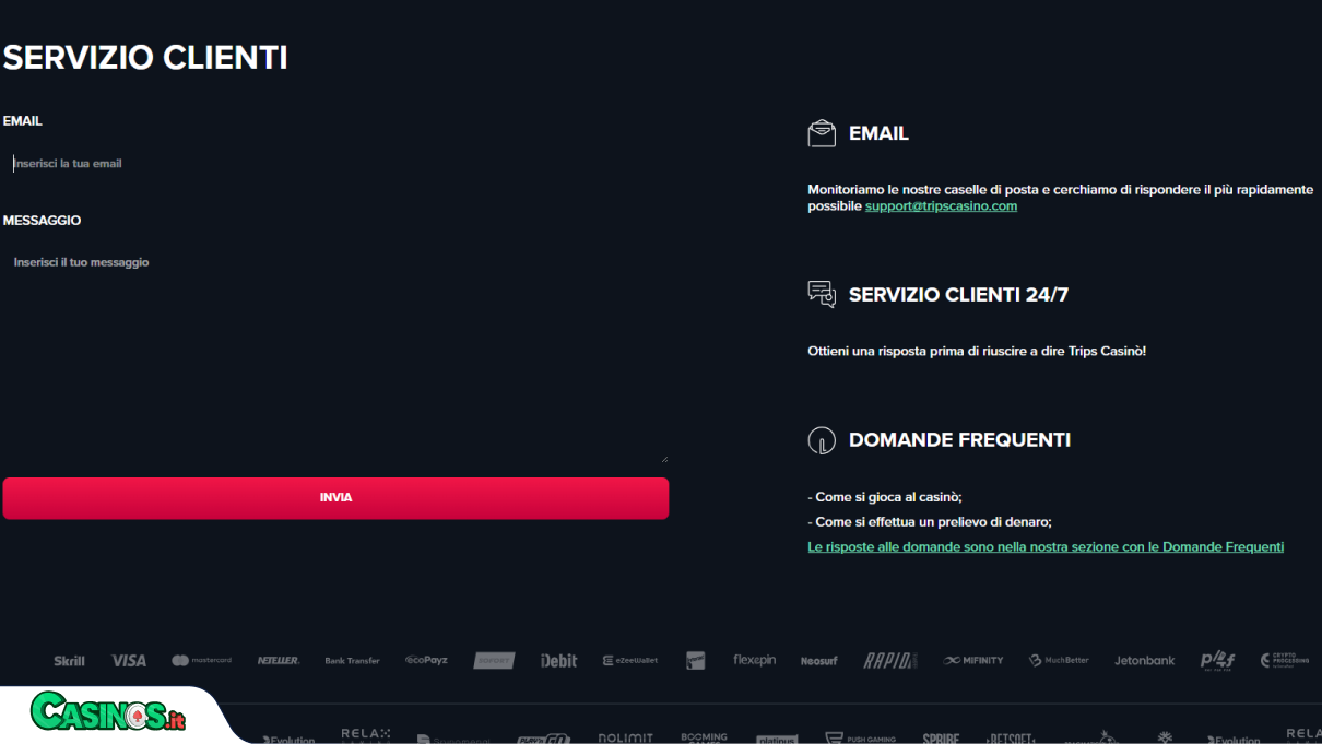 Trips Casino Supporto