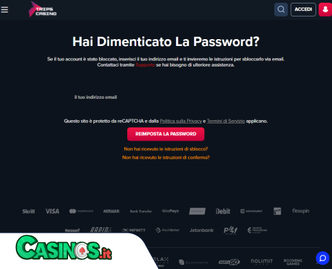 Trips Casino problema di accesso