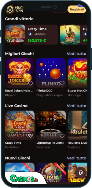 VinciSpin Casino app mobile