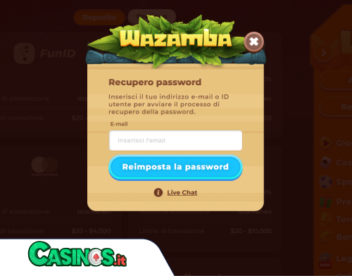 Wazamba Casino problema di accesso