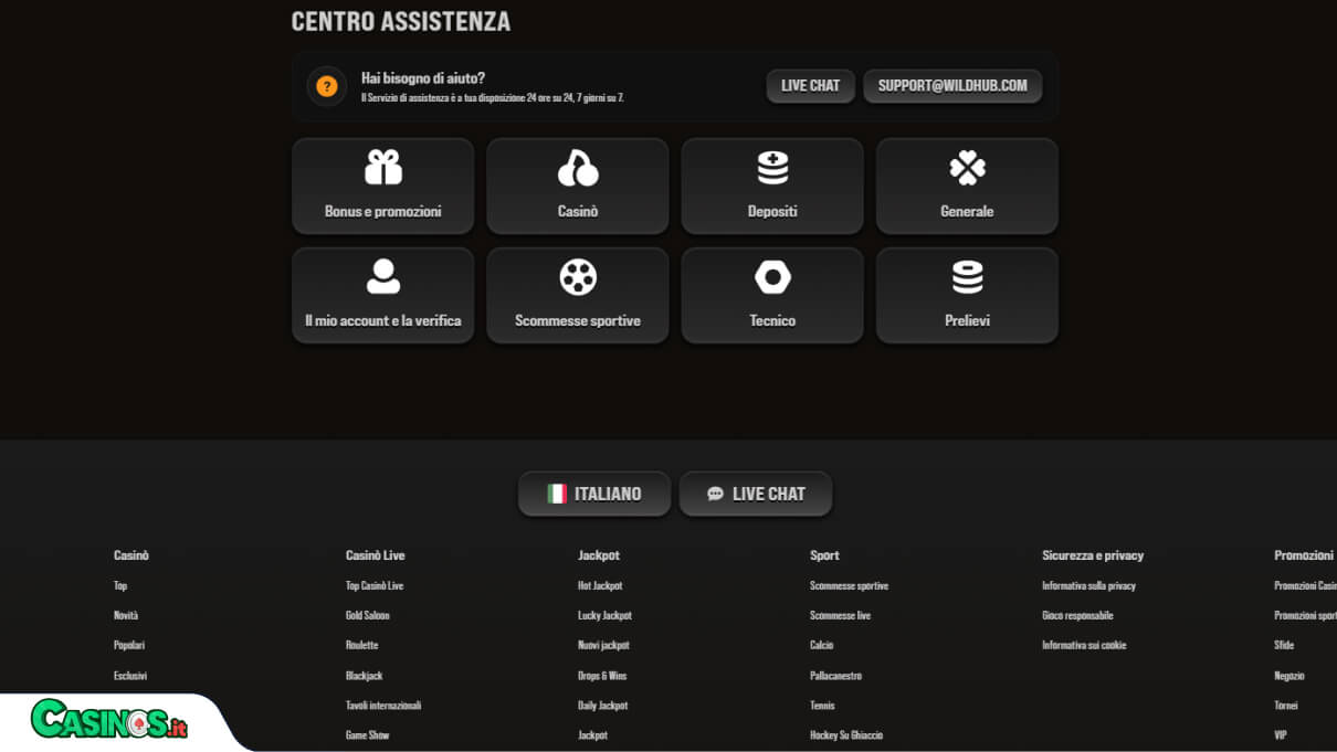 WildHub Casino Supporto