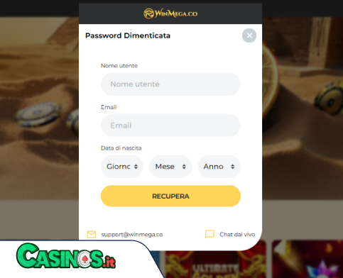 WinMega Casino problema di accesso