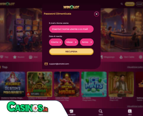 WinOlot Casino problema di accesso