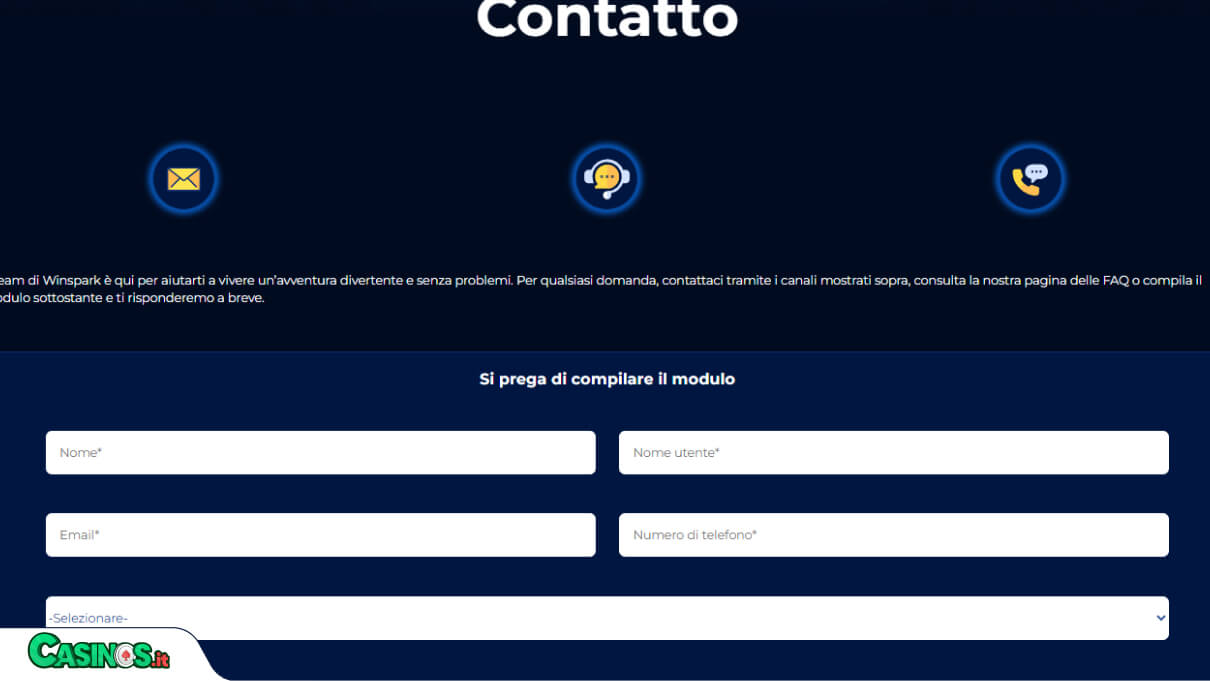 WinsPark Casino Supporto