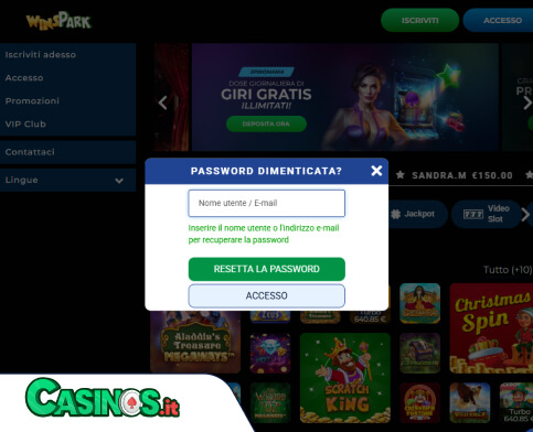 WinsPark Casino problema di accesso